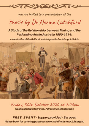 Illustrated Historical Talk on Performing Arts in the Goldfields 1850-1914